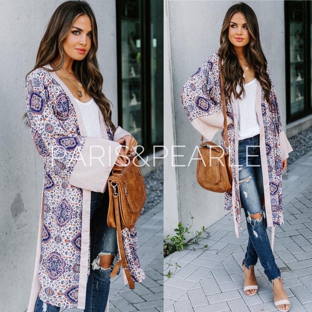 Siena Floral Tie Kimono Duster Jacket
